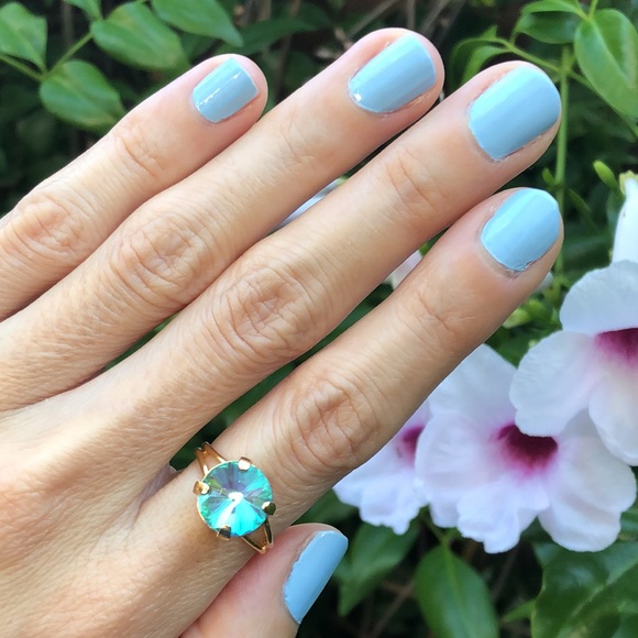 Violet Aurora Borealis Rivoli Crystal Ring - Picture 11 of 14